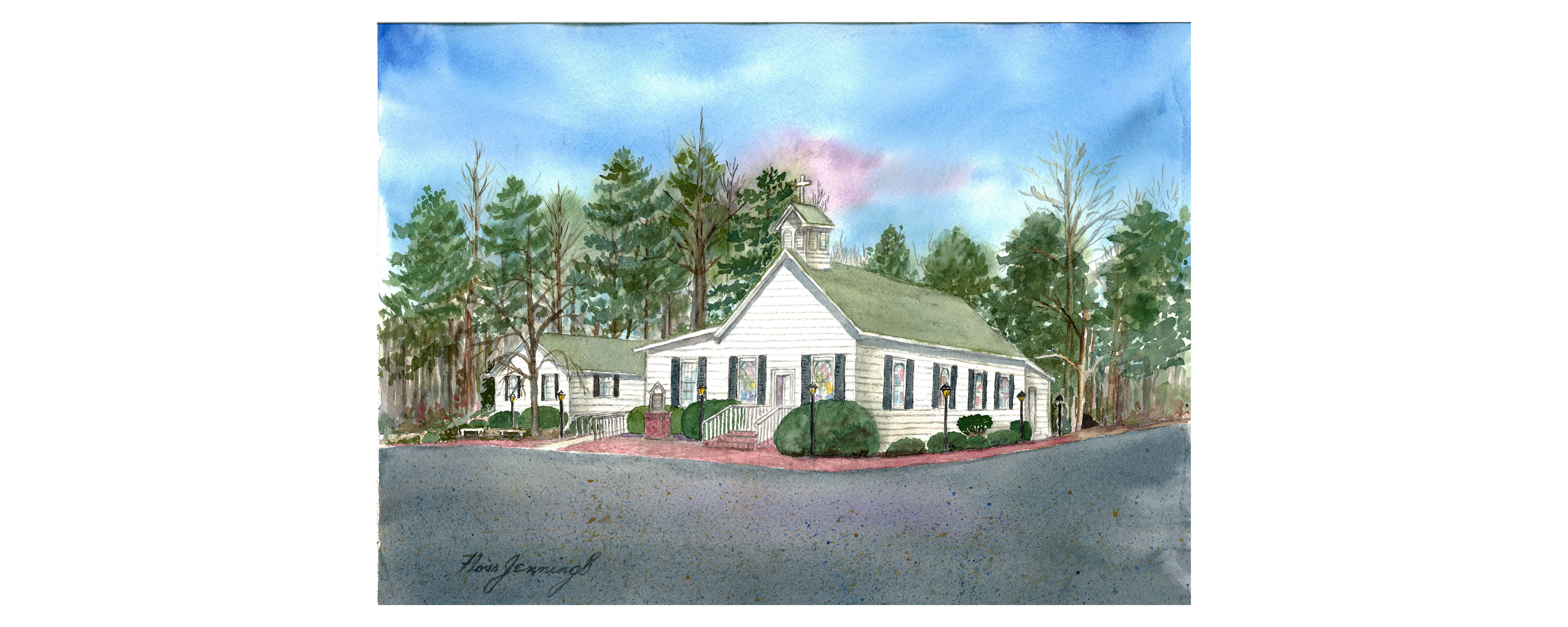 Painting of Oak Grove Presbyterian Church Exterior